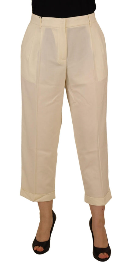 Dolce &amp; Gabbana Elegant Ivory High-Waist Wool Pants