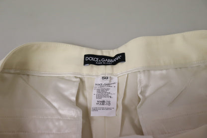 Dolce &amp; Gabbana Elegant Ivory High-Waist Wool Pants