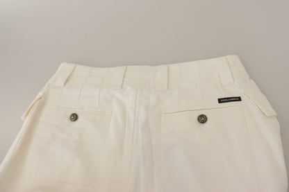 Dolce &amp; Gabbana Elegant White High-Waist Tapered Trousers