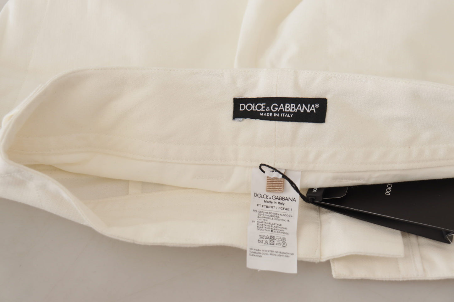 Dolce &amp; Gabbana Elegant White High-Waist Tapered Trousers