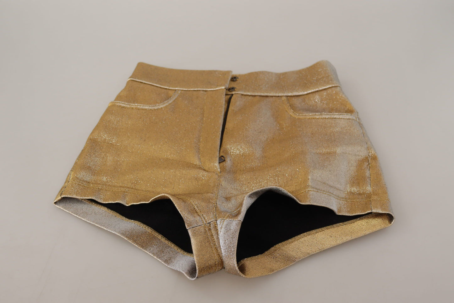 Dolce &amp; Gabbana Gold High Waist Hot Pants Shorts