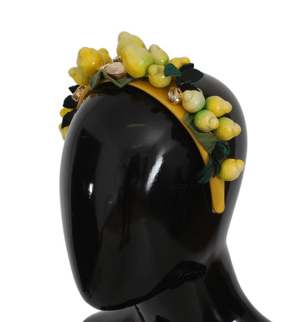 Dolce &amp; Gabbana Exquisite Silk Crystal Lemon Headband Diadem