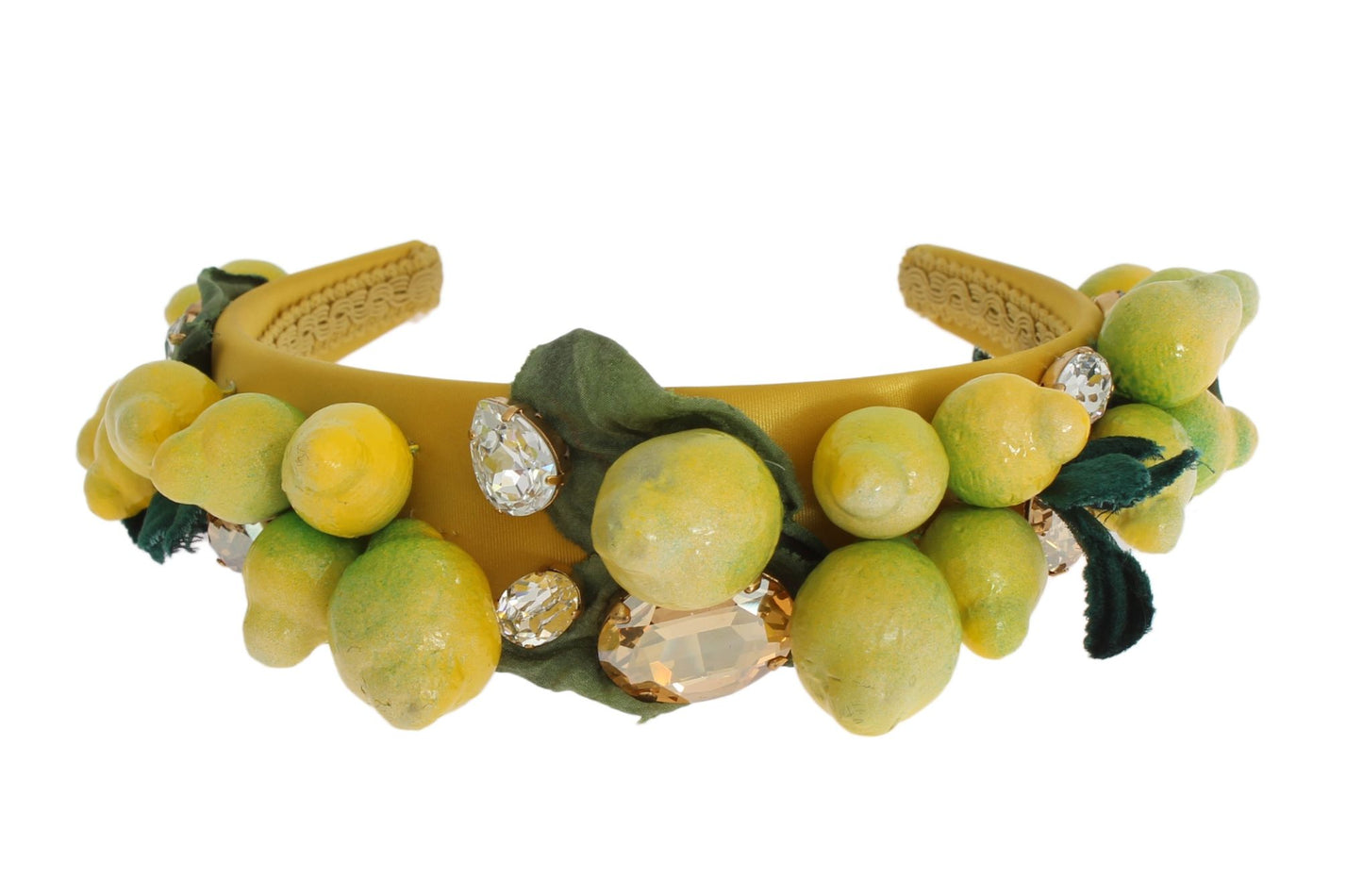 Dolce &amp; Gabbana Exquisite Silk Crystal Lemon Headband Diadem