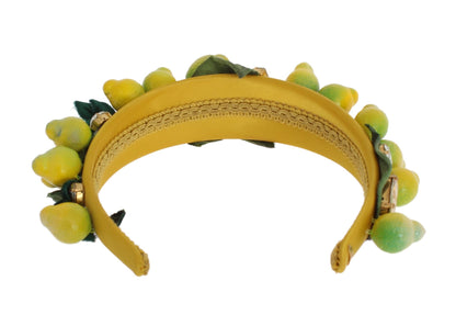 Dolce &amp; Gabbana Exquisite Silk Crystal Lemon Headband Diadem