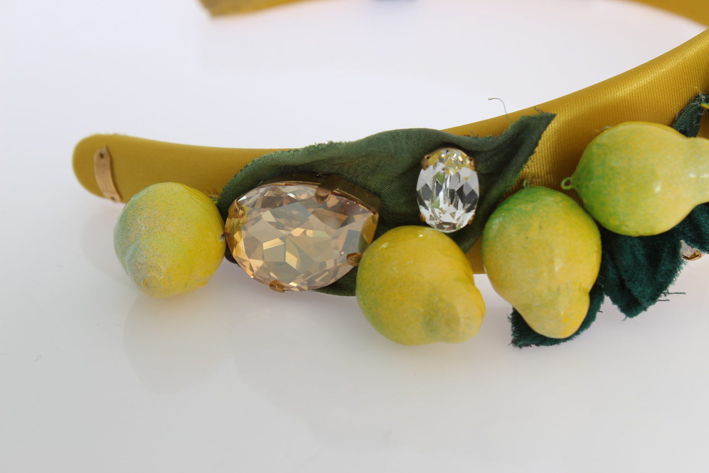 Dolce &amp; Gabbana Exquisite Silk Crystal Lemon Headband Diadem