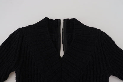 Dolce &amp; Gabbana Elegant Black Wool Blend Sweater Dress