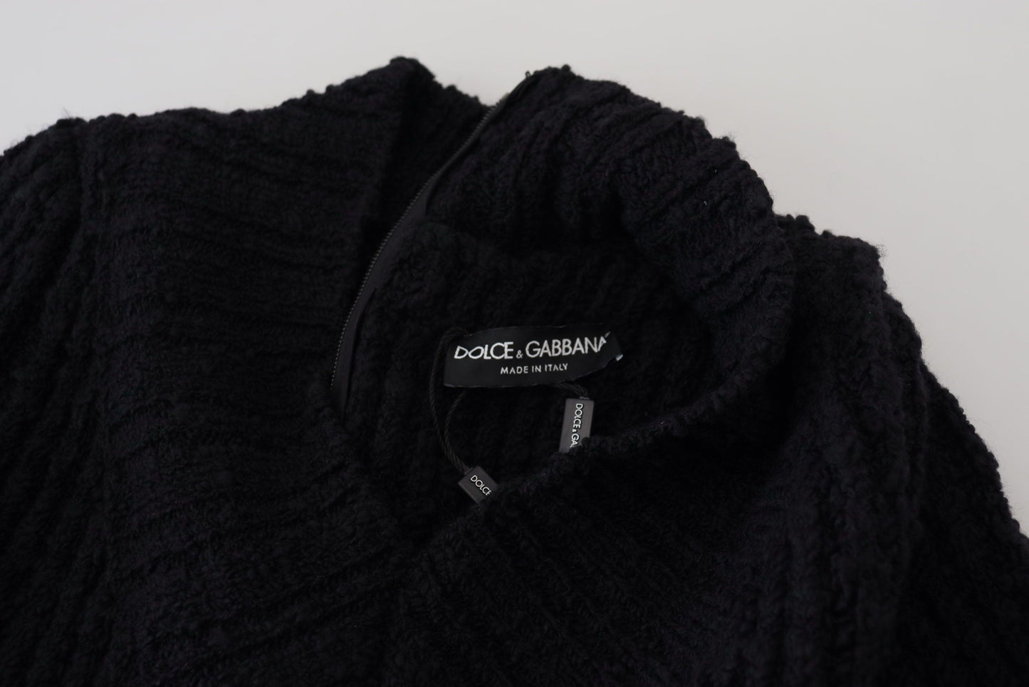 Dolce &amp; Gabbana Elegant Black Wool Blend Sweater Dress