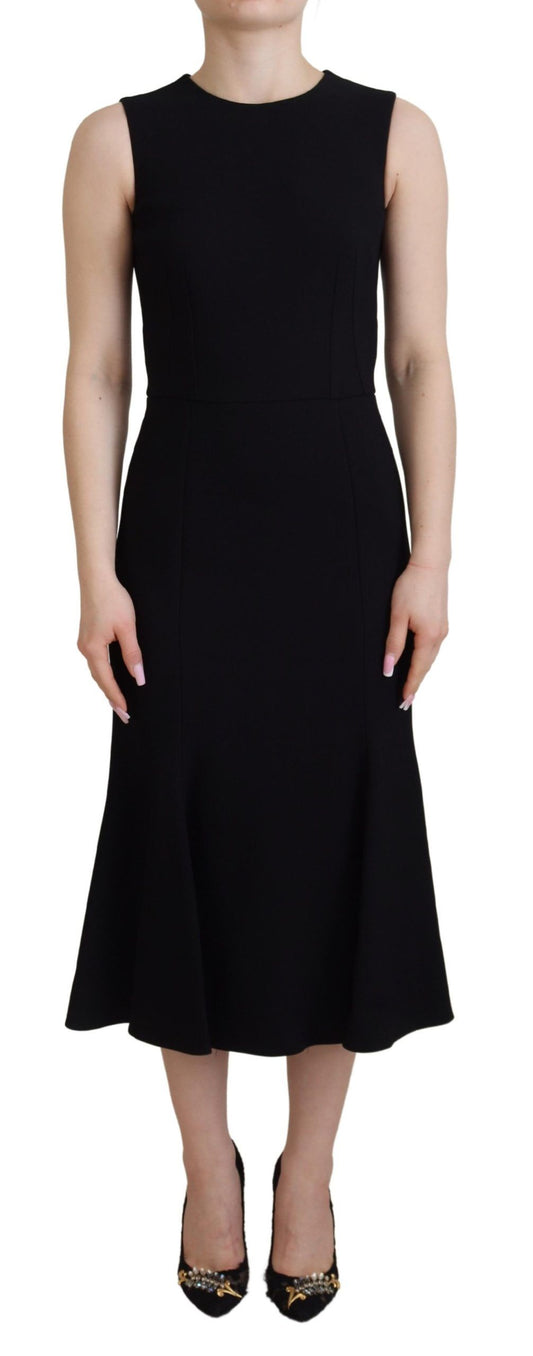 Dolce &amp; Gabbana Elegant Fit and Flare Black Sheath Dress