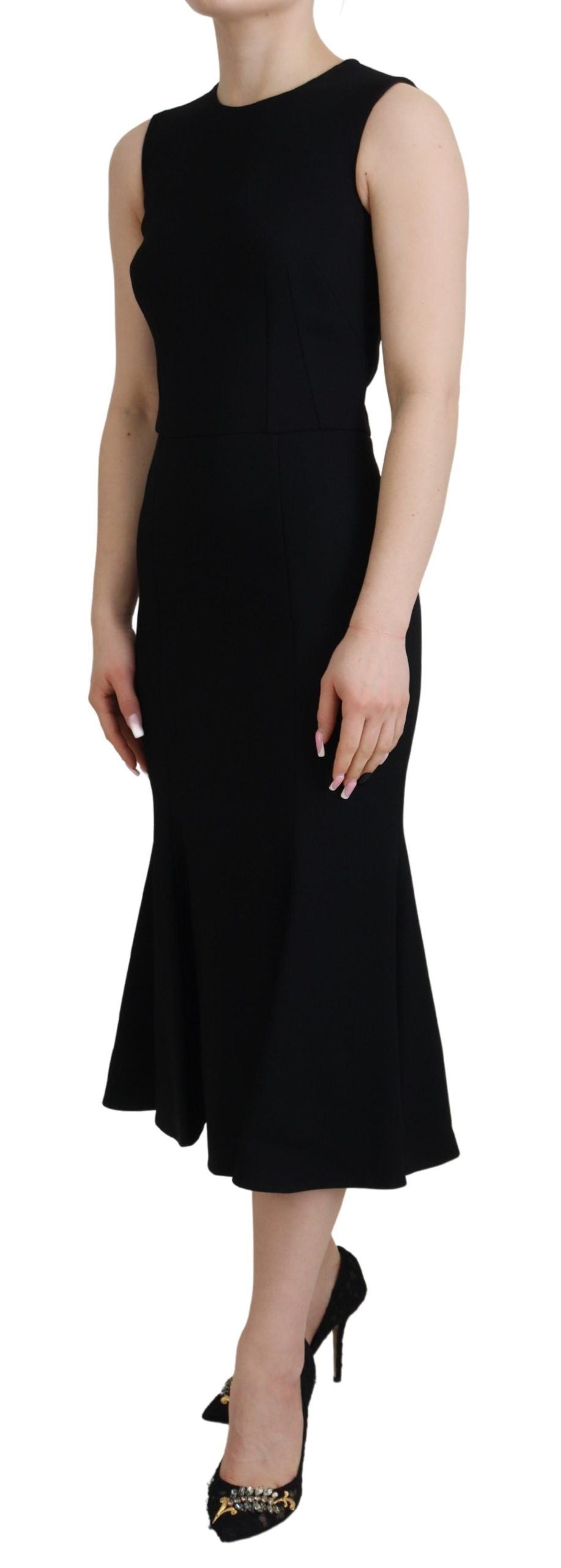 Dolce &amp; Gabbana Elegant Fit and Flare Black Sheath Dress