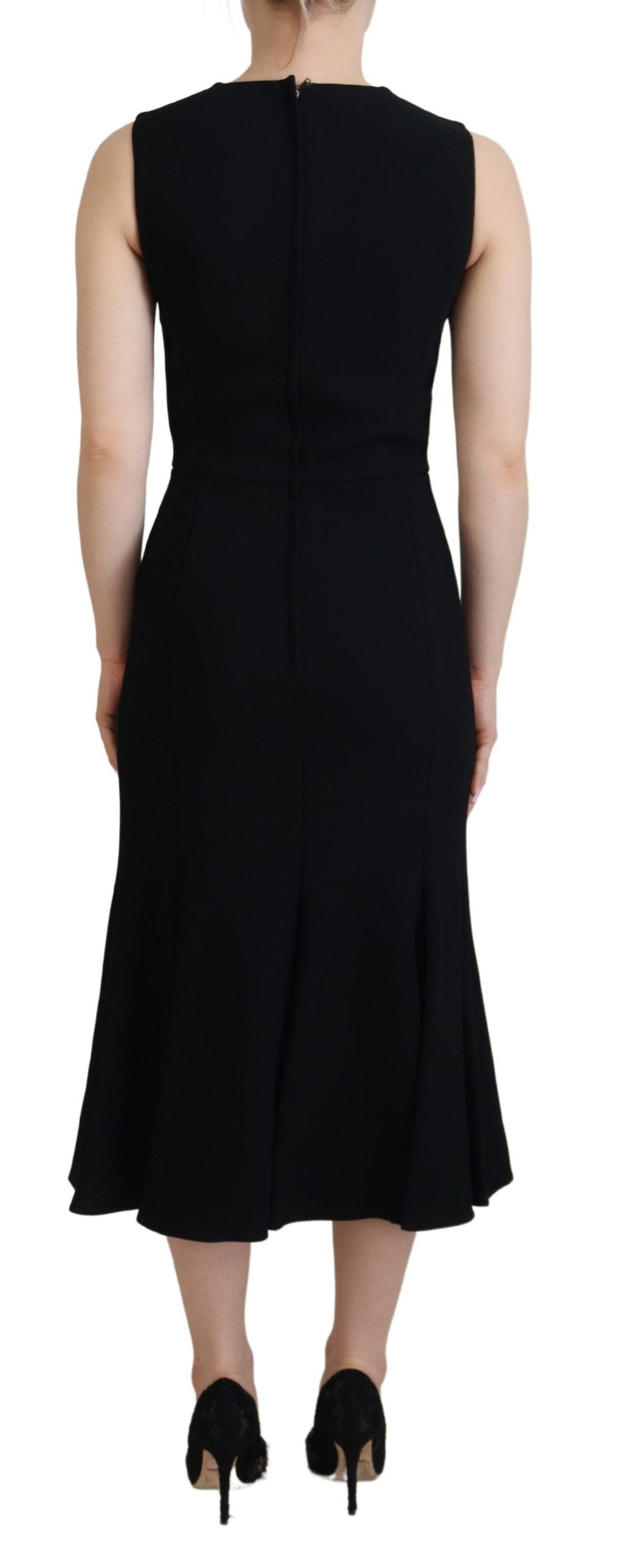 Dolce &amp; Gabbana Elegant Fit and Flare Black Sheath Dress