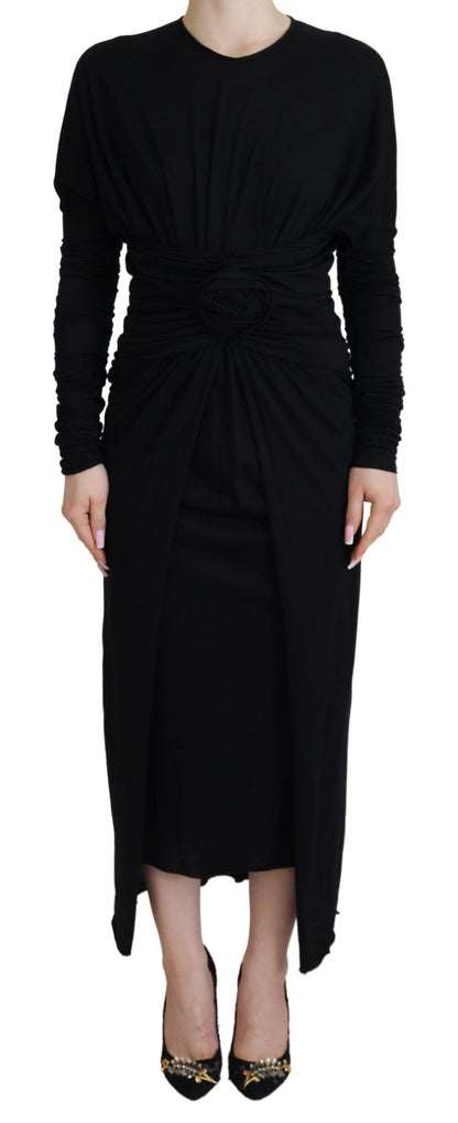 Dolce &amp; Gabbana Elegant Sheath Wrap Dress with Long Sleeves