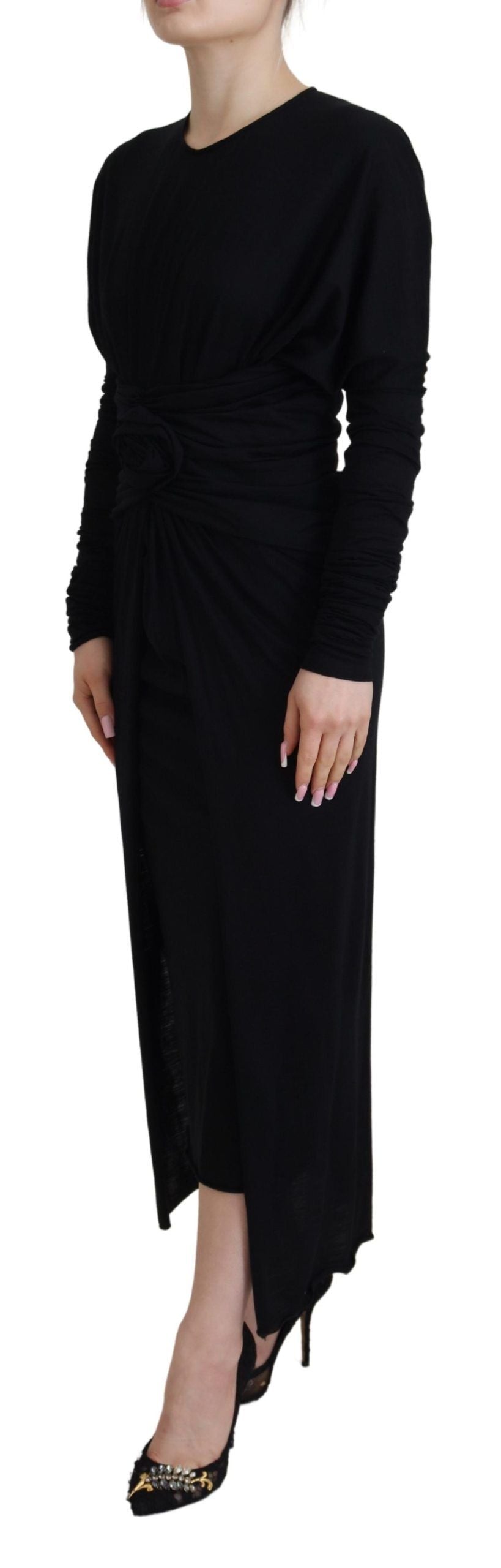 Dolce &amp; Gabbana Elegant Sheath Wrap Dress with Long Sleeves