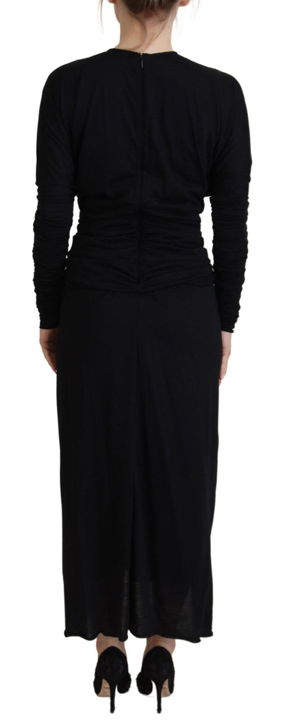 Dolce &amp; Gabbana Elegant Sheath Wrap Dress with Long Sleeves