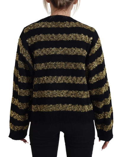 Dolce &amp; Gabbana Elegant Black and Gold Crystal Sweater