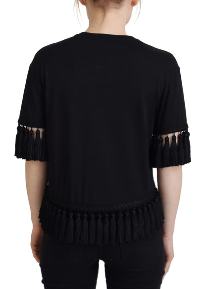 Dolce &amp; Gabbana Elegant Black Cotton Short Sleeve Tee