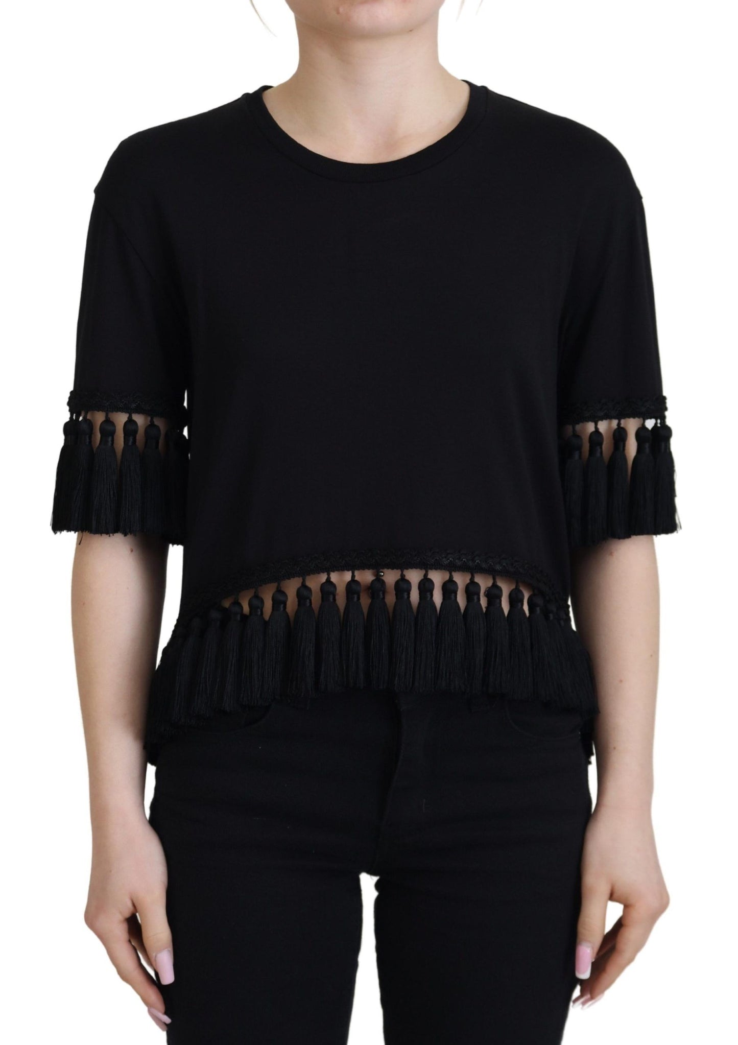 Dolce &amp; Gabbana Elegant Black Cotton Short Sleeve Tee