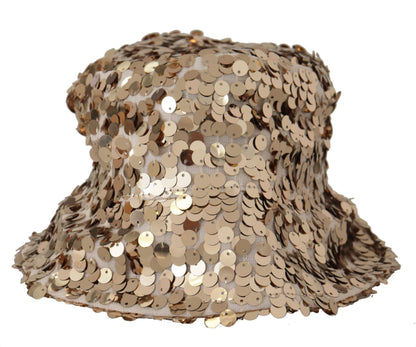 Dolce &amp; Gabbana Elegant Sequined Gold Bucket Hat