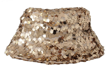 Dolce &amp; Gabbana Elegant Sequined Gold Bucket Hat