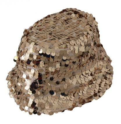 Dolce &amp; Gabbana Elegant Sequined Gold Bucket Hat