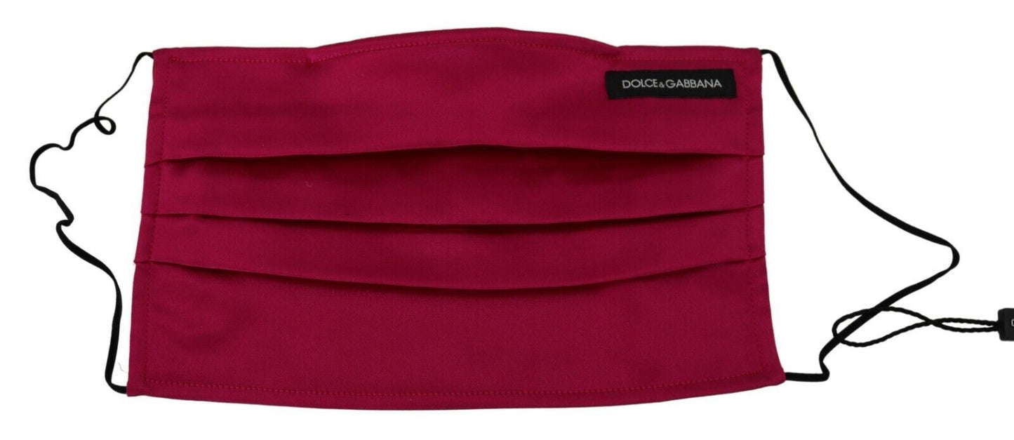 Dolce &amp; Gabbana Elegant Silk Pleated Maroon Face Mask