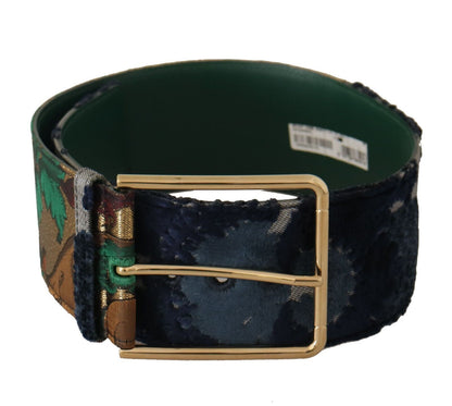 Dolce &amp; Gabbana Elegant Leather Belt with Engraved Buckle