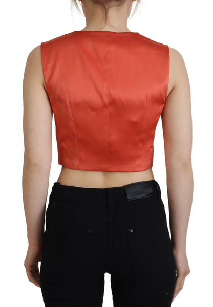 Dolce &amp; Gabbana Elegant Orange Silk Waistcoat