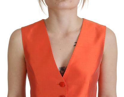 Dolce &amp; Gabbana Elegant Orange Silk Waistcoat