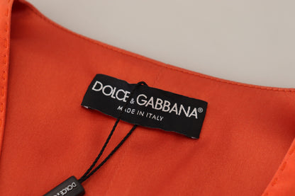 Dolce &amp; Gabbana Elegant Orange Silk Waistcoat