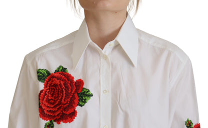 Dolce &amp; Gabbana Elegant Floral Embroidered Silk Blend Shirt