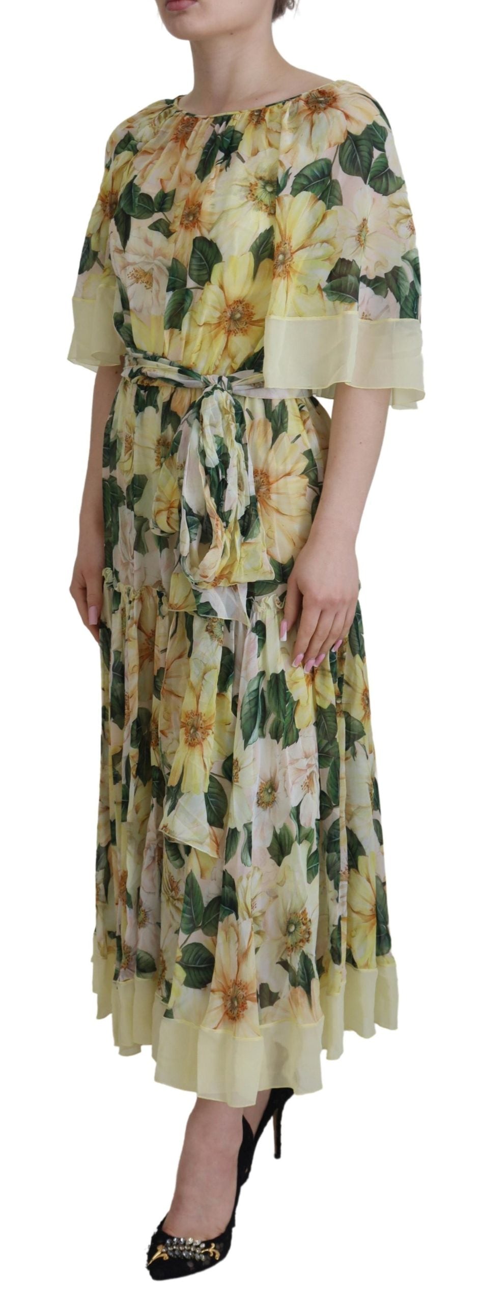 Dolce &amp; Gabbana Floral Silk Pleated Maxi Dress