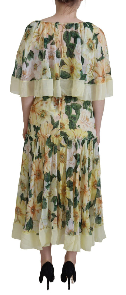 Dolce &amp; Gabbana Floral Silk Pleated Maxi Dress