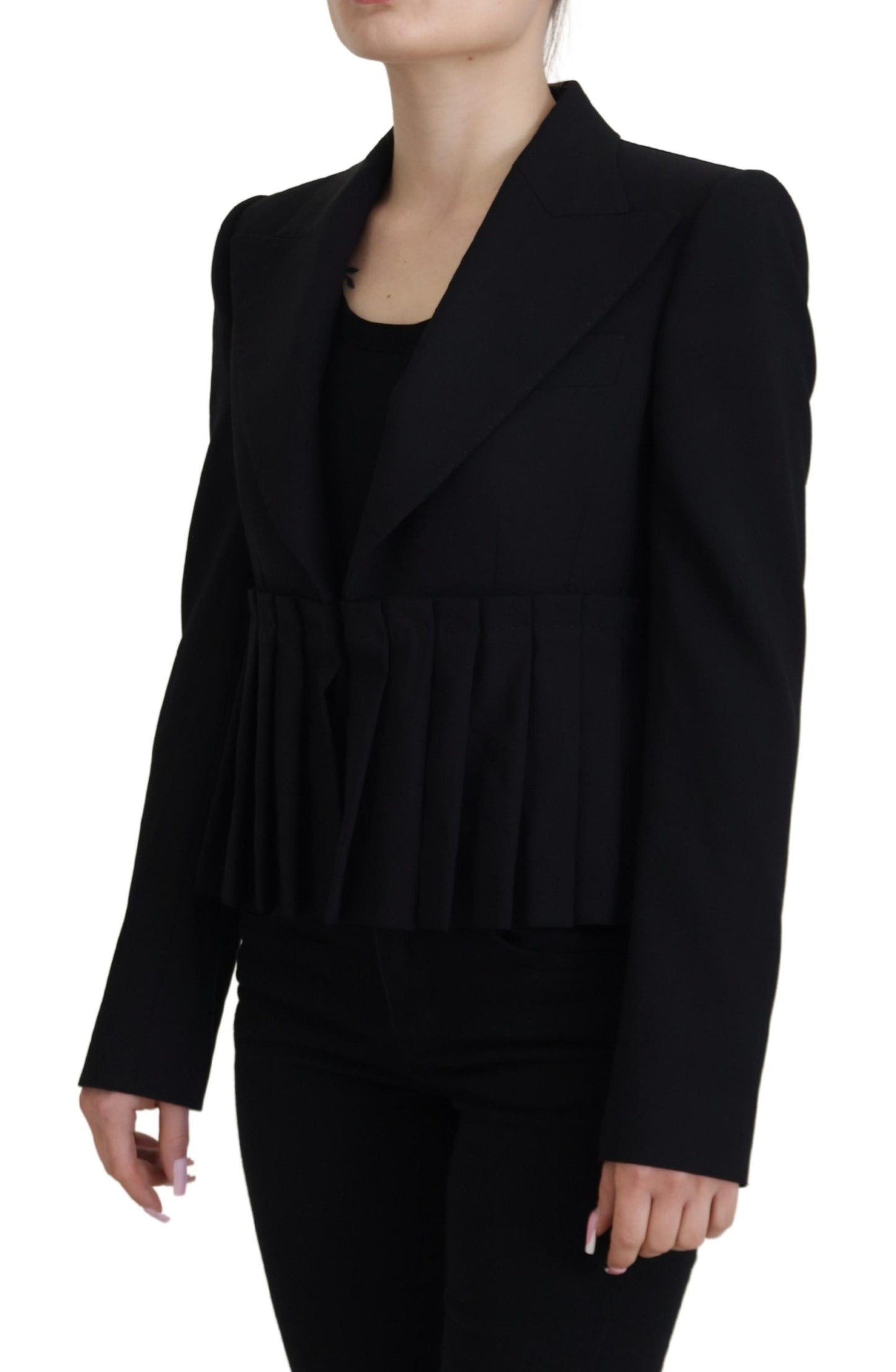 Dolce &amp; Gabbana Elegant Black Stretch Wool Blazer