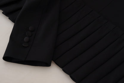 Dolce &amp; Gabbana Elegant Black Stretch Wool Blazer