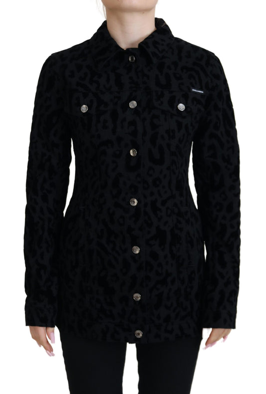 Dolce &amp; Gabbana Chic Leopard Pattern Denim Jacket