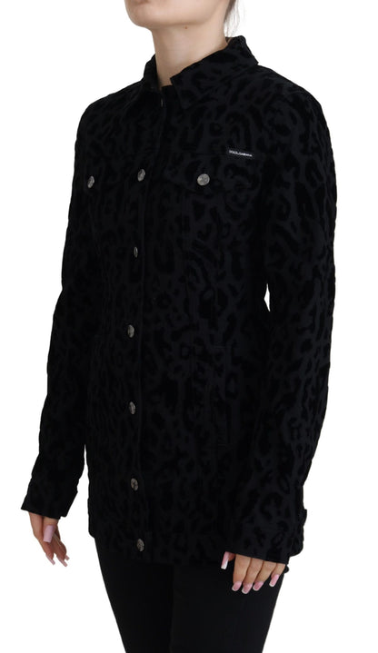 Dolce &amp; Gabbana Chic Leopard Pattern Denim Jacket