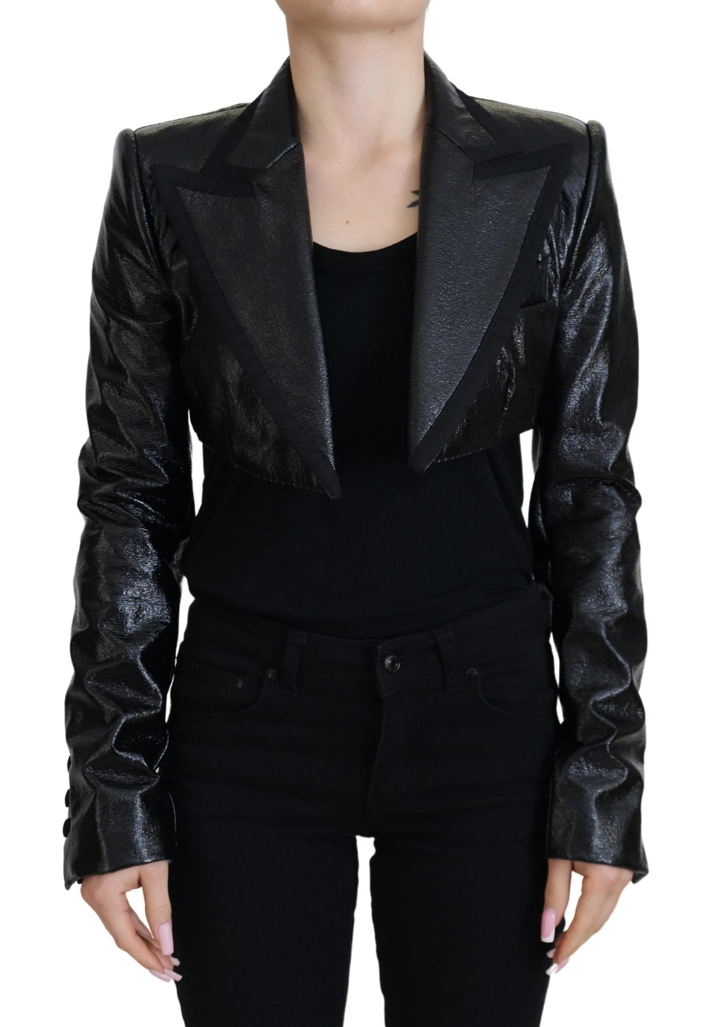 Dolce & Gabbana Elegant Cropped Black Designer Jacket