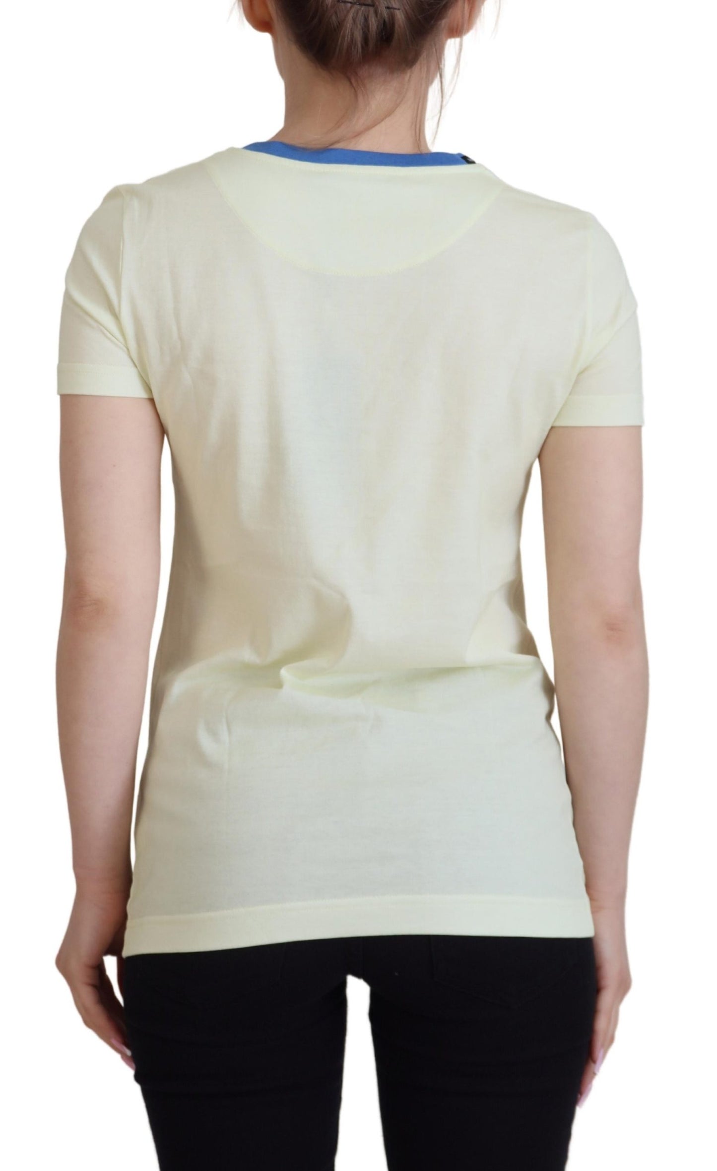 Dolce & Gabbana Elegant Yellow Cotton Tee with Chic Print