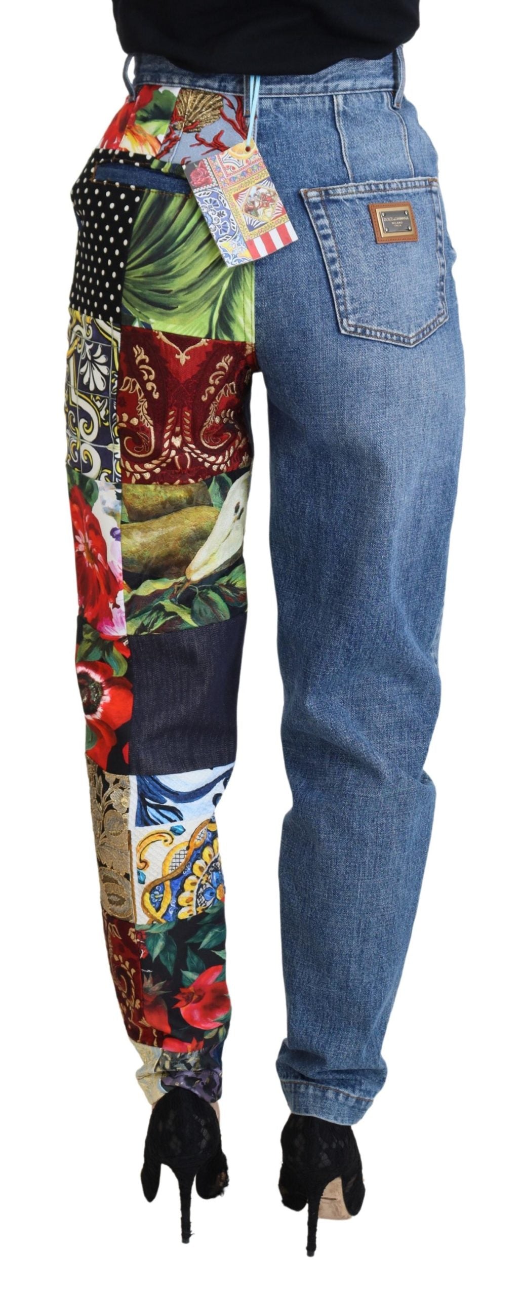 Dolce &amp; Gabbana Patchwork Jacquard Blue Denim Luxury Jeans