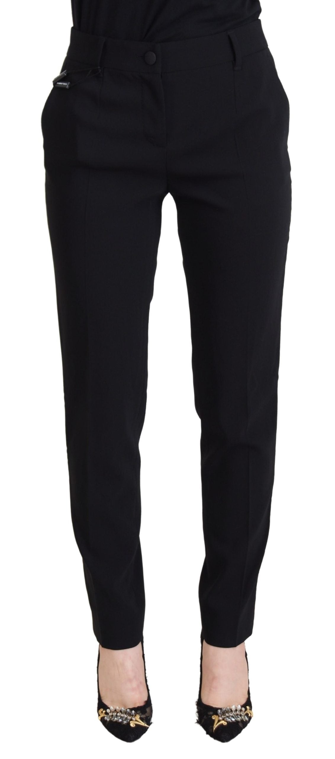 Dolce &amp; Gabbana Elegant Black Wool-Silk Pants