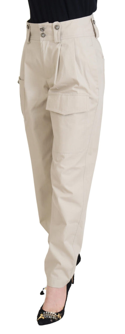 Dolce &amp; Gabbana Chic Beige Cotton Trousers for Elegant Comfort