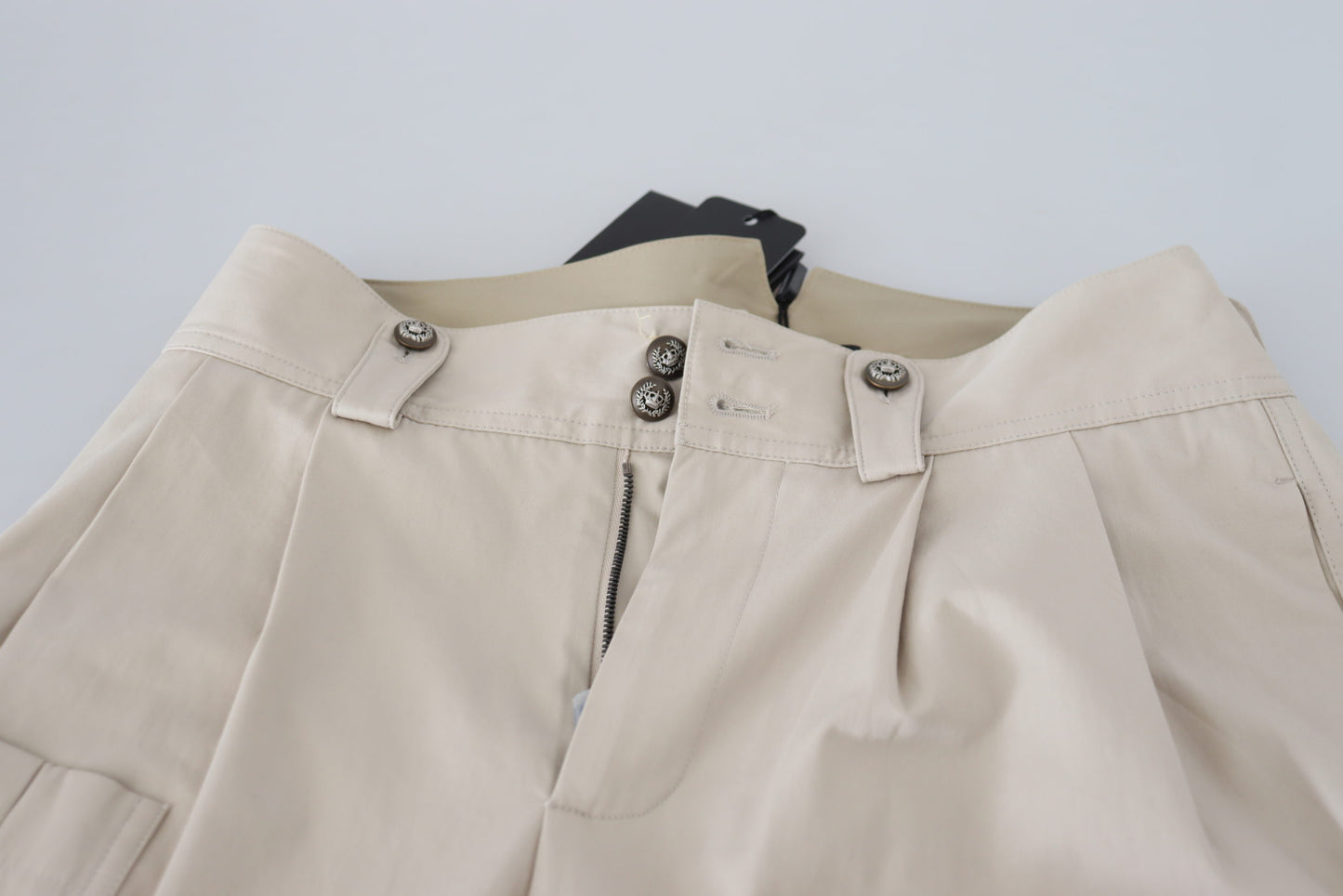 Dolce &amp; Gabbana Chic Beige Cotton Trousers for Elegant Comfort