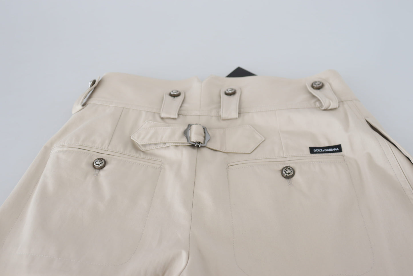 Dolce &amp; Gabbana Chic Beige Cotton Trousers for Elegant Comfort