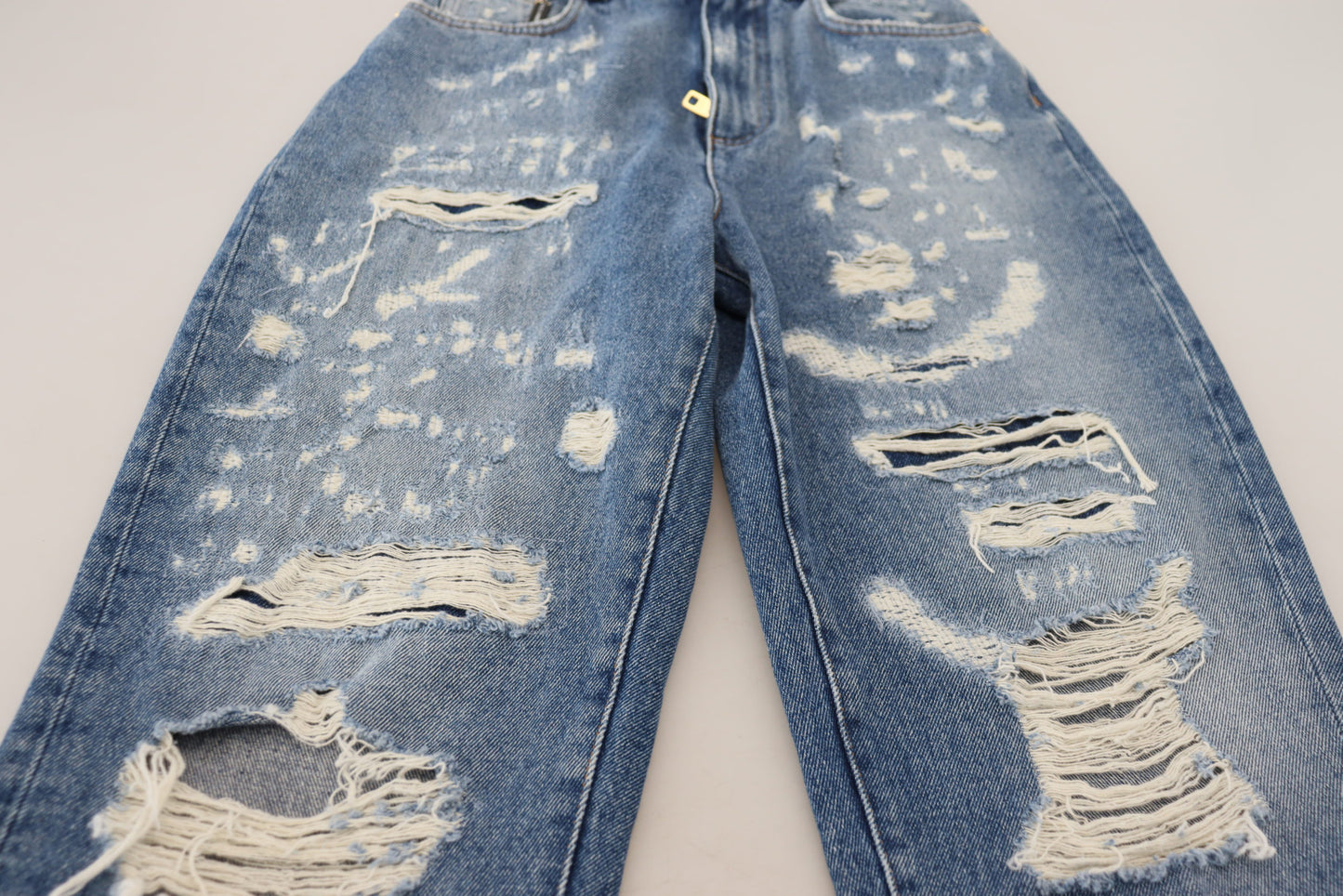 Dolce &amp; Gabbana Chic Tattered Denim Pants - Indigo Essence