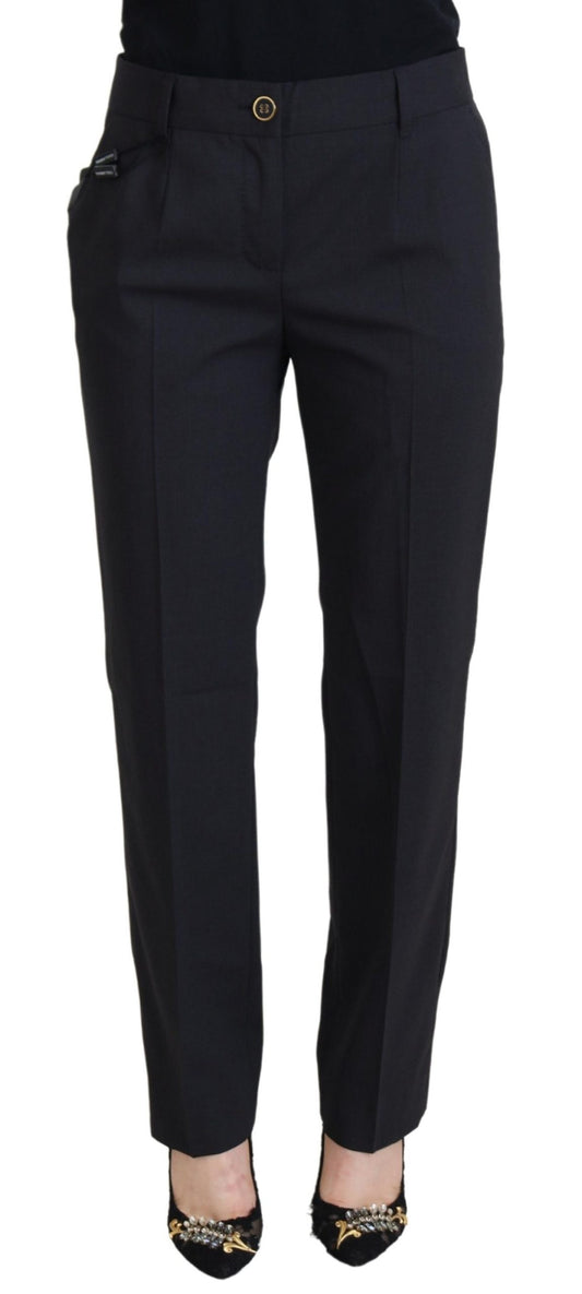 Dolce &amp; Gabbana Chic Gray Wool Blend Pants for Elevated Style