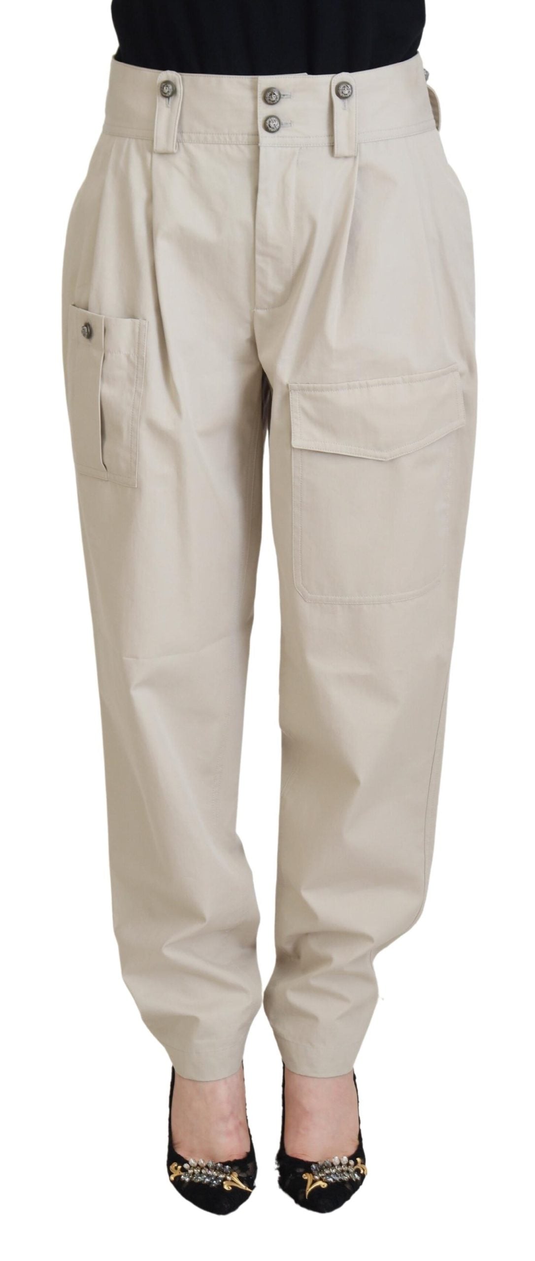 Dolce &amp; Gabbana Elegant Beige Cotton Trousers