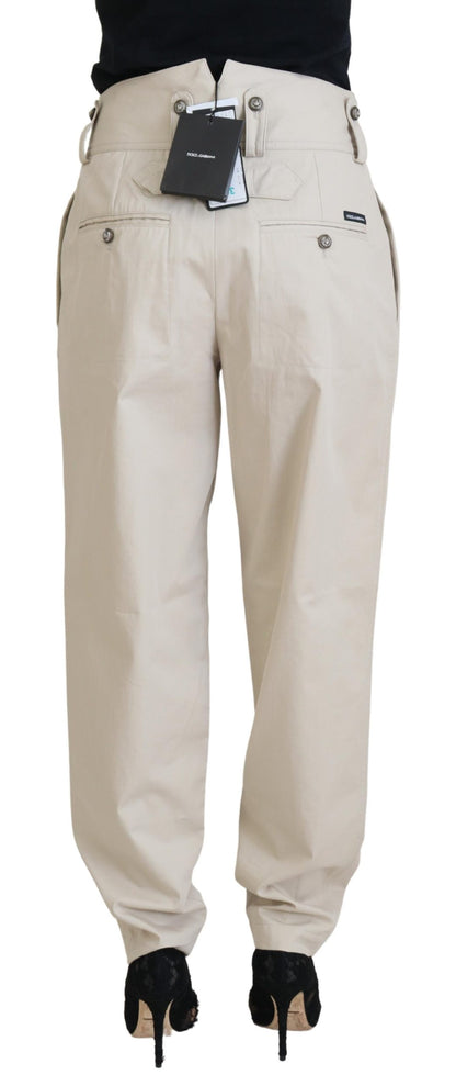 Dolce &amp; Gabbana Elegant Beige Cotton Trousers