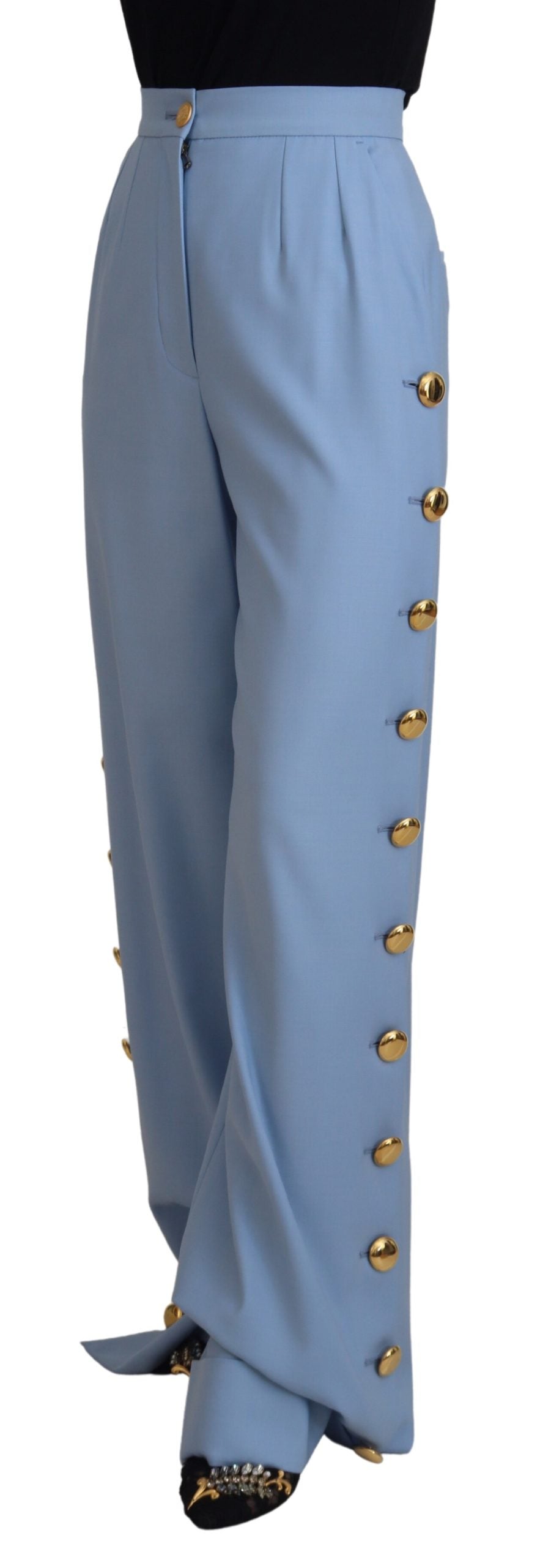 Dolce &amp; Gabbana Elegant Light Blue Wool-Silk Blend Pants