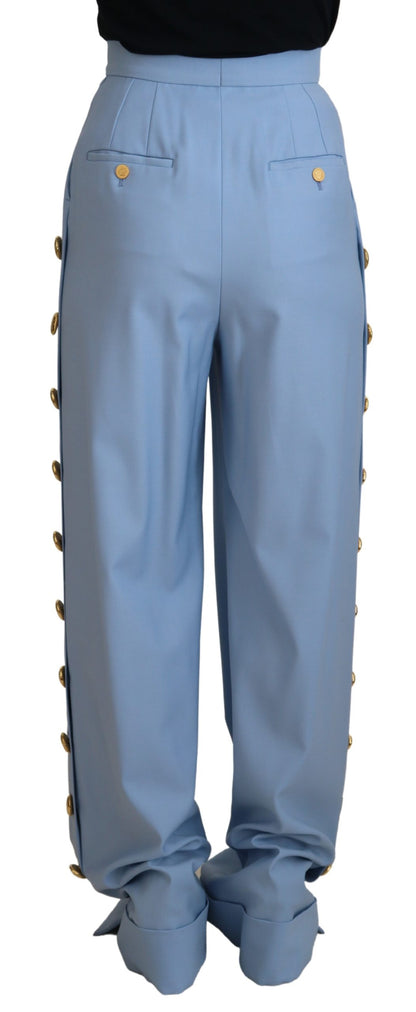 Dolce &amp; Gabbana Elegant Light Blue Wool-Silk Blend Pants