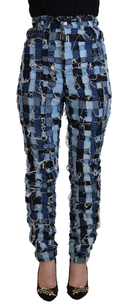 Dolce &amp; Gabbana Multicolor Patchwork High-Waist Skinny Jeans