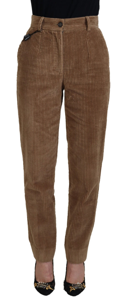 Dolce &amp; Gabbana Elegant Brown Corduroy Pants for Sophisticated Style